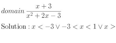 The domain of (x+3)/(x^2+2x-3) is x<-3\lor-3<x<1\lor x>1